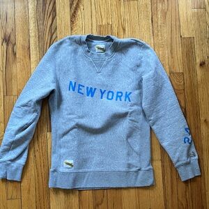 Tracksmith Gray Crewneck Sweatshirt with Blue NEW YORK Logo - NYC Marathon 2024